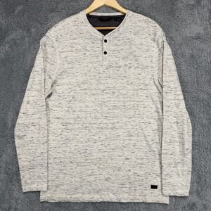 Outpost Makers Henley Shirt Mens L White Heather Long Sleeve Cotton Blend